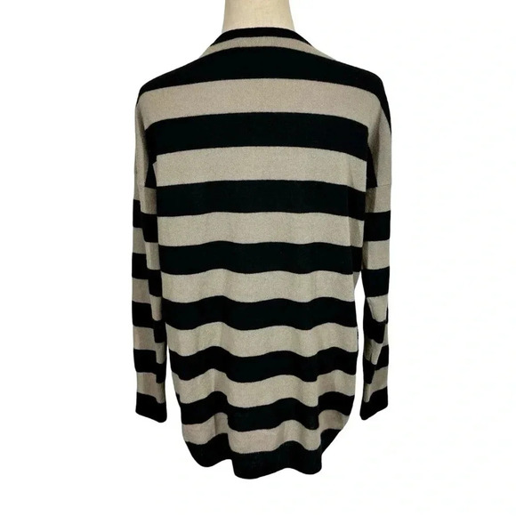 Vince Wide Stripe 100% Cashmere Drop Shoulder Oversized Pullover Sweater - Picture 6 of 11